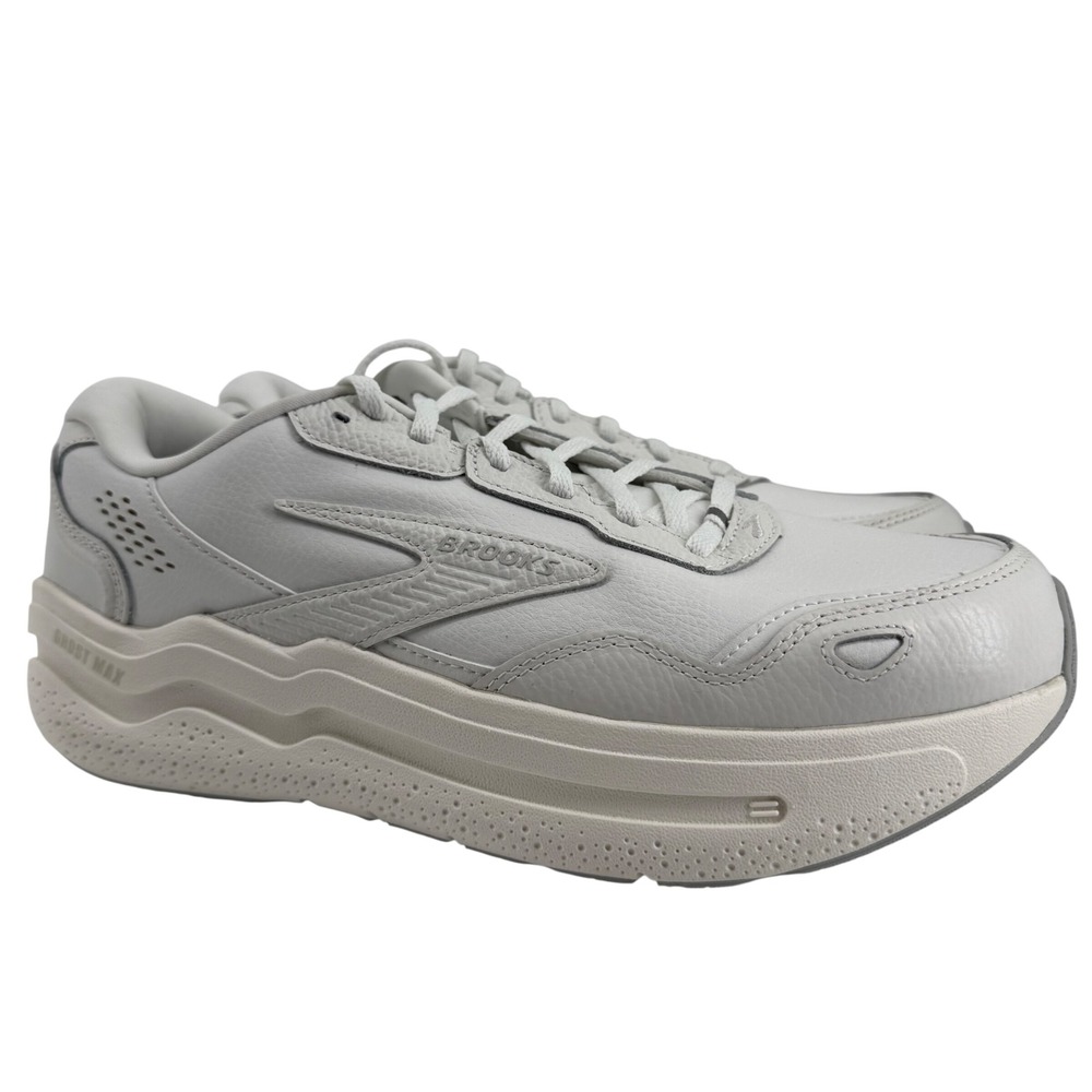 Brooks Ghost Max Running Shoes Mens 11.5 White Leather Sneakers 1104431D142
